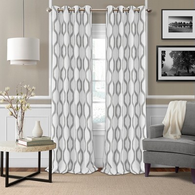 Renzo Ikat Geometric Linen Room Darkening Window Curtain Panel - Elrene Home Fashions
