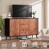 Whizmax Farmhouse Sideboard w/ 2 Open Shelves - Burl Wood Storage Cabinet for Kitchen, Dining Room, Walnut - 4 of 4