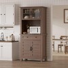 72" Multi-Functional Hutch - Elegant Pantry & Coffee Bar Cabinet with Adjustable Shelves, Glass Doors & Drawer for Kitchen & Dining Room - 3 of 4
