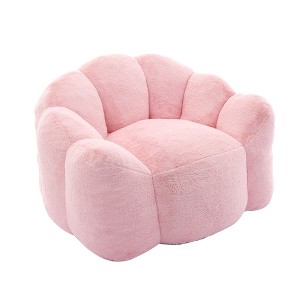 Racxily Lotus Compression Sofa Bean Bag with Pull Ring, No Assembly Movable Lounger for Living Room & Bedroom, White/Gray/Pink - 1 of 4