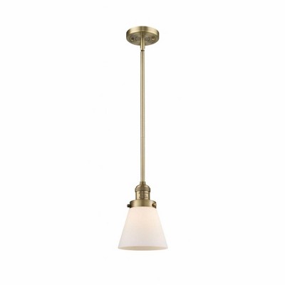 Cone - 1 Light Stem Hung Mini Pendant In Industrial Style-8 Inches Tall and 6 Inches Wide