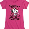 Girls' - Peanuts - Love Is A Full Cup Of Coffee Fitted Short Sleeve Graphic T-Shirt - 2 of 4