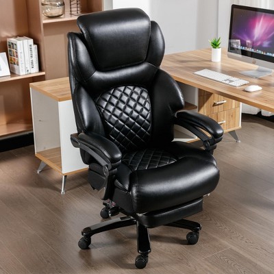 TiramisuBest Black Leather Reclining Office Chair for Heavy People, 500 - Pound Load, Easy Install