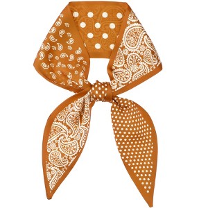 INSPIRE CHIC Women's Paisley Polka Dots Pattern Skinny Long Satin Silky Ribbon Neck Scarves 1Pc - 1 of 4