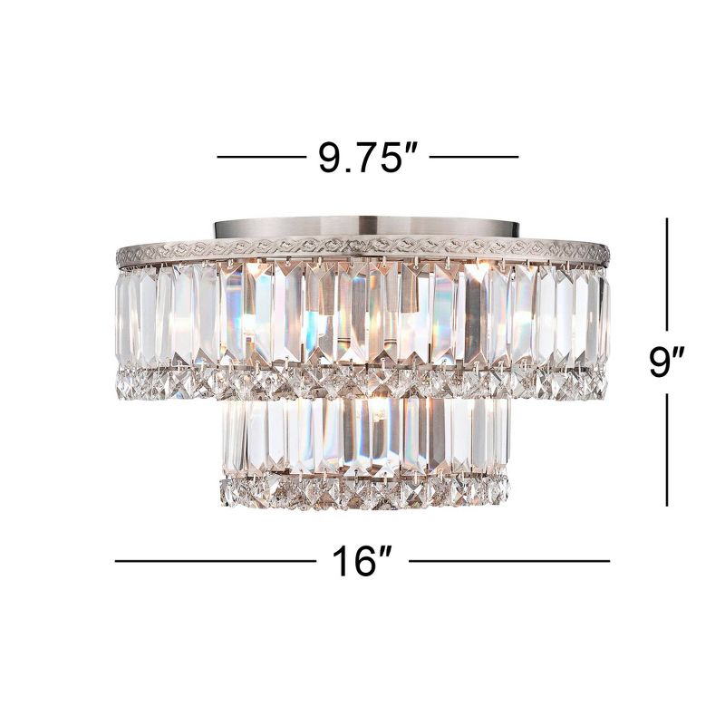 Vienna Full Spectrum Magnificence Modern Ceiling Light Flush Mount Fixture 16" Wide Brushed Satin Nickel Faceted Crystal Glass for Bedroom Living Room, 4 of 8