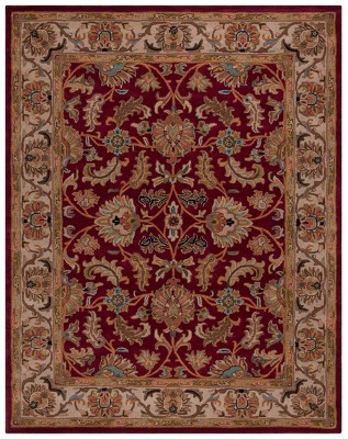 Hand-Tufted Red and Ivory Wool Rectangular Area Rug