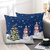 Navy Blue Christmas Pillow Covers 18x18 Set of 2 Farmhouse Snowman Snowflake - 3 of 3