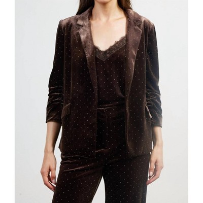 Women's Rhinestone Velvet Blazer - SKIES ARE BLUE