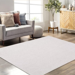 Modern Solid Textured Area Rug Machine Washable Stain Resistant Non-Slip Floor Cover Carpet - 1 of 4