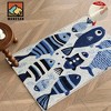 Chery Life Blue Striped Fish Pattern Bath Mat, Machine Washable, 35x24" - 2 of 4