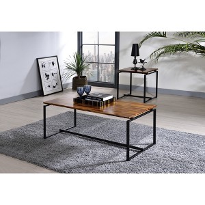 Solid Wood & Metal 3-Piece Coffee Table and End Table Set with Industrial Style and Sturdy Open Base for Living Room - 1 of 4