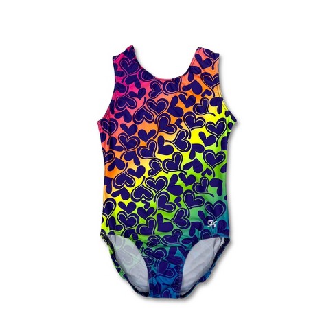 GK Elite Girls' Simone Biles Rainbow Checker Leotard - 3T-4T