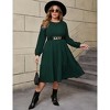 Plus Size Women's Long Knit Dress with Lantern Sleeves, Soft Casual Crewneck Tunic Sweater Dress for Tall Ladies - 3 of 4