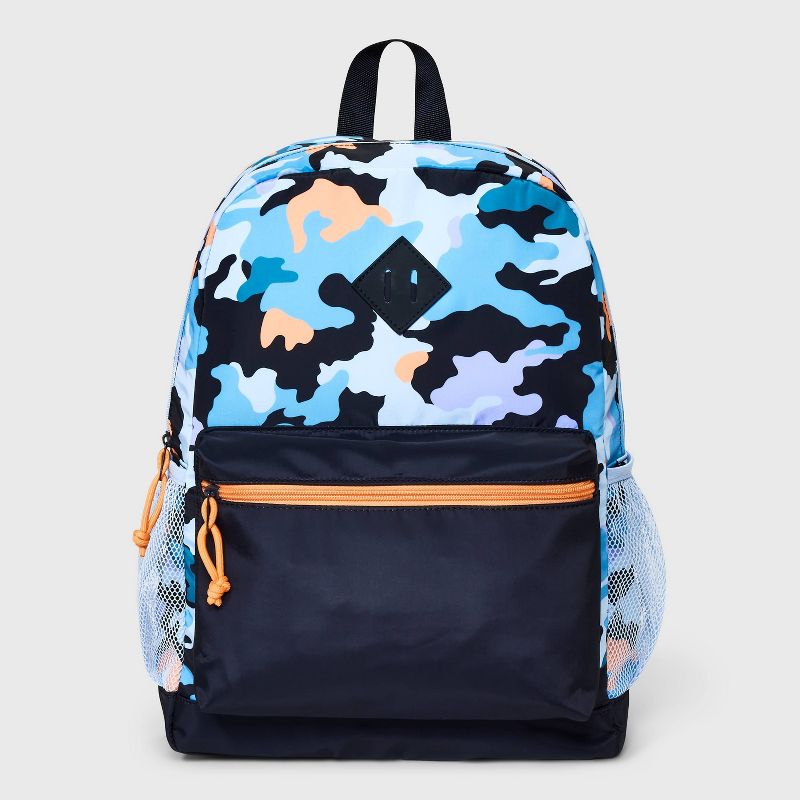 Boys&#39; Backpack with Camouflage - Cat &#38; Jack&#8482; Blue/Orange, 1 of 6