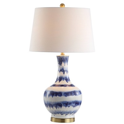 blue and white striped lamp