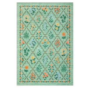 Washable Framhouse Floral Leaf Print Large Living Room Rugs, Soft Ultra Thin Textured Cute Floor Carpet for Bedroom Dining Room Nursery Playroom - 1 of 4