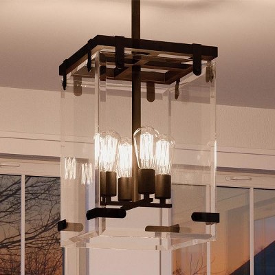 Urban Ambiance Luxury Modern Farmhouse Modern Chandelier,  28-3/8"H x 14-3/4"W SQ,  Olde Bronze Finish, UHP2442