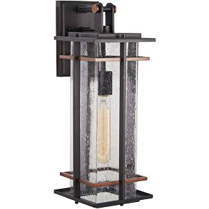 Minka Lavery Industrial Outdoor Wall Light Fixture Black Antique Copper 18 1/4" Clear Seeded Glass for Post Exterior Porch Patio - 1 of 2
