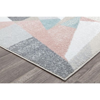 Misty Grey Geometric Synthetic 30" Round Area Rug