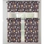 RT Designer's Collection Tribeca Coffee Printed Slub 3 Pieces Kitchen Curtain Includes 1 Valance 52" x 18" and 2 Tiers 26" x 36" Each Multi Color