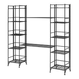 57.5" Extra Storage 5 Tier Folding Metal Shelves with Set of 2 Deluxe Extension Shelves - Breighton Home - 1 of 4