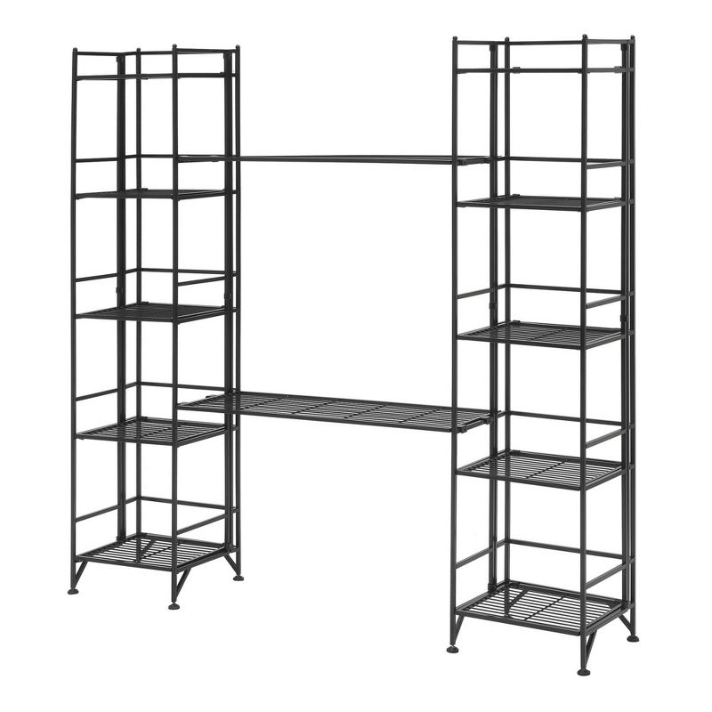  57.5" Extra Storage 5 Tier Folding Metal Shelves with Set of 2 Deluxe Extension Shelves - Breighton Home, 1 of 9