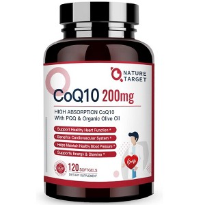 Nature Target CoQ10-200mg+PQQ Softgels, Olive Oil, High Absorption, Antioxidant for Heart Health , Immune & Energy - 120 Servings - 1 of 4