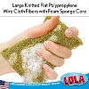 Lola Products Wonder Non-Scratch Scouring Pad, Large Knitted Flat Wire Cloth Fibers w/ Foam Sponge Core, Assorted Colors (Gold or Silver), 3 Pack - 2 of 4