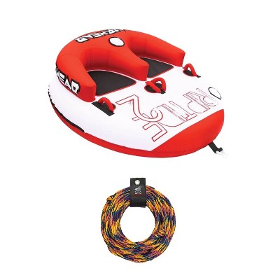 Airhead Riptide 2 Double Rider Inflatable Lake Boat Towable Tube with Tow Rope