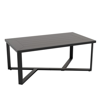 EAGLE PEAK Urban Slate Modern Outdoor Coffee Table, Weather-Resistant Steel Accent Patio Table