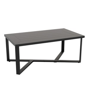 EAGLE PEAK Urban Slate Modern Outdoor Coffee Table, Weather-Resistant Steel Accent Patio Table - 1 of 4