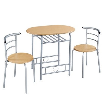 Yaheetech Round Dining Table Set For 2 With Steel Legs, Storage Rack ...