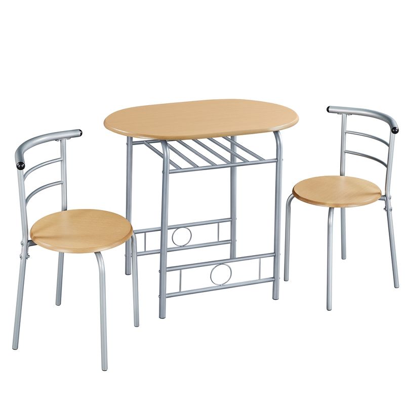 Yaheetech Round Dining Table Set for 2 with Steel Legs, Storage Rack, 1 of 11