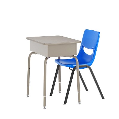 Flash Furniture HERCULES Student Desk with Open Front Metal Book Box, Desktop, and Frame and Heavy-Duty Flex Comfort Classroom Stack Chair