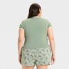 Women's Stitch Short Sleeve Graphic Baby T-Shirt - Green - 2 of 3