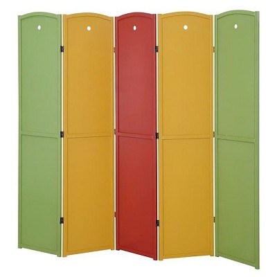 Multi-Color 5-Panel Solid Wood Folding Room Divider