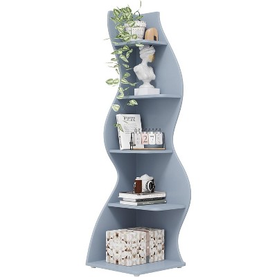 Tribesigns 5-Tier Sea Grass-inspired Corner Shelves