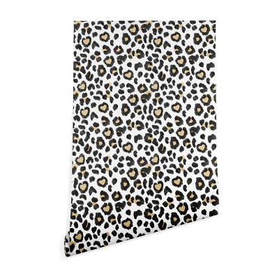 2" x 8" Dash and Ash Leopard Heart Wallpaper Brown - Deny Designs