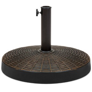 Best Choice Products 55lb Round Wicker Style Resin Patio Umbrella Base Stand w/ 1.75in Hole, Bronze Finish - Black - 1 of 4