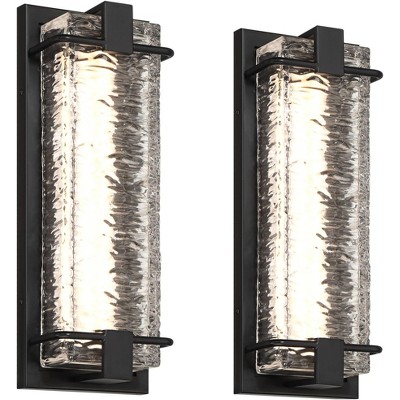 Possini Euro Design Possini Euro Glacier 15 3/4"H Black LED Outdoor Wall Light Set of 2