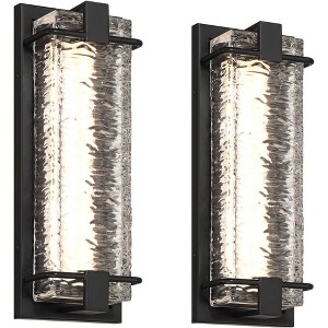 Possini Euro Design Possini Euro Glacier 15 3/4"H Black LED Outdoor Wall Light Set of 2 - 1 of 4