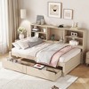 TiramisuBest Twin Size Bed Frame with Side Bookshelves, Two Drawers, and Built-in USB Port, Natural Color - 2 of 4