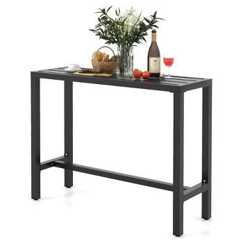 Costway Outdoor Metal Bar Table Patio Rectangular Counter Height Dining Table Black