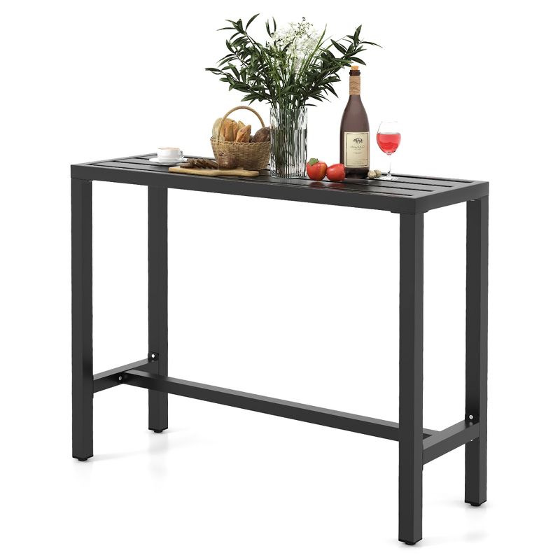 Costway Outdoor Metal Bar Table Patio Rectangular Counter Height Dining Table Black, 1 of 11
