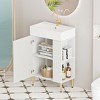 FAMYYT 21.6 in. Single Sink Freestanding White Bath Vanity with White Ceramic Top, Soft-closing Hinge, Right-side Open Shelf - 3 of 4