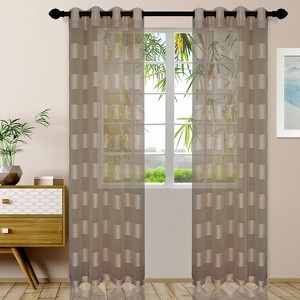 Delicate Rope Stripe Sheer Grommet Curtain Panel Set by Blue Nile Mills - 1 of 4