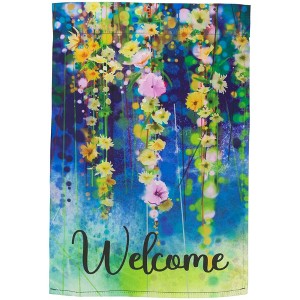 Northlight Watercolor Floral "Welcome" Outdoor Garden Flag 18" x 12.5" - 1 of 4