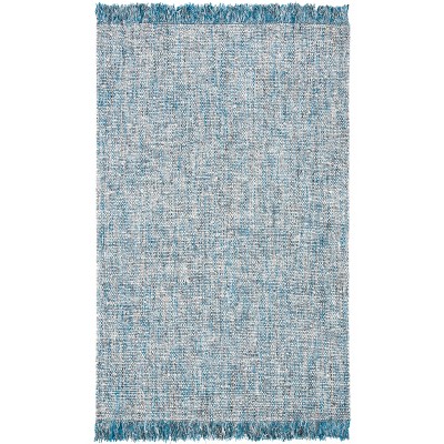 Handmade Blue and Gray Wool Blend 4' x 6' Area Rug