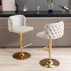 Lyngins Luxury 360° Swivel Counter Height Bar Stool Set of 2, Adjustable Height Counter Stools with Gold-Plated Base, Back Buttons & Hammered Rivets - 4 of 4