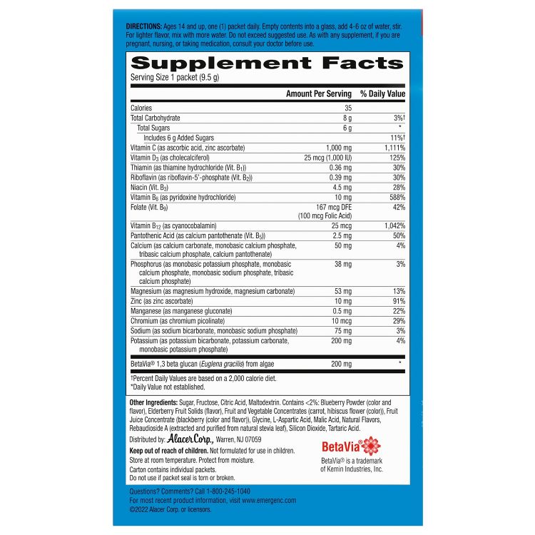 Emergen-C Immune+ Dietary Supplement Powder Drink Mix with Vitamin C ...